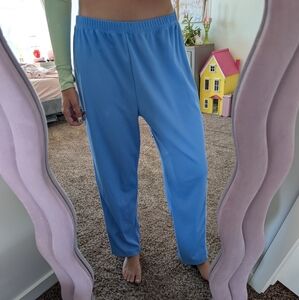 Light Blue Women's Track Pants With Stripe Accents Size XL